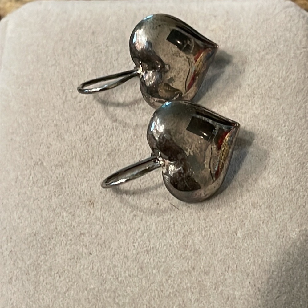 925 Sterling Silver Solid Heart Leverback Drop Ea… - image 3